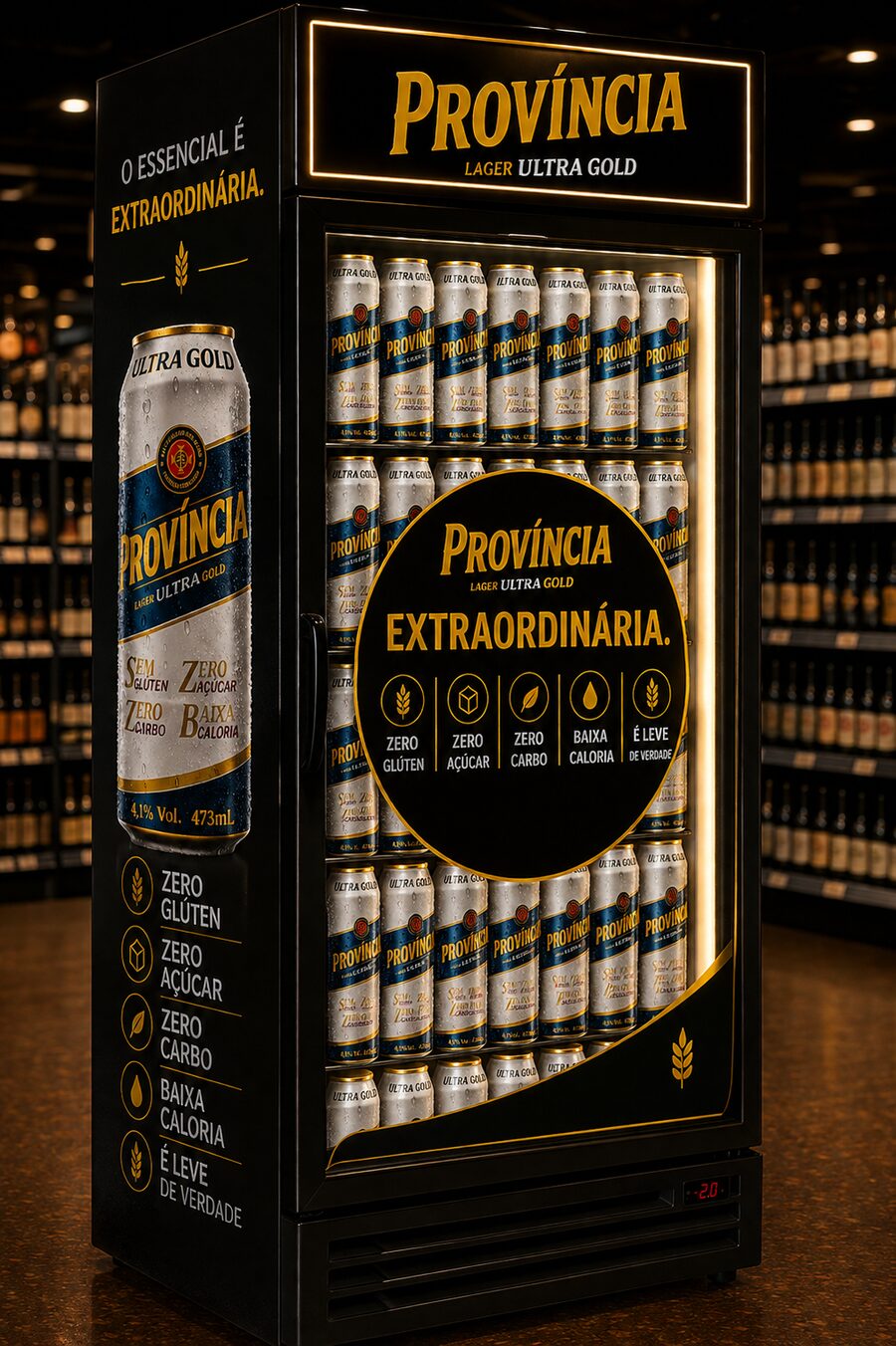 Província Ultra Gold em geladeira de PDV
